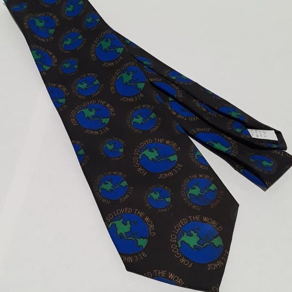 FOR GOD SO LOVED THE WORLD NECKTIE - WALNUT RIDGE TIE - BY HEIDI ANN PAULOWSKI - Picture 1 of 4